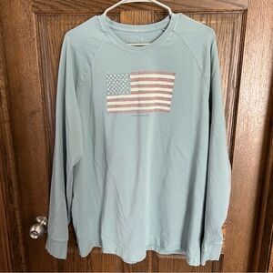 Life Is Good Blue Long Sleeve with American Flag